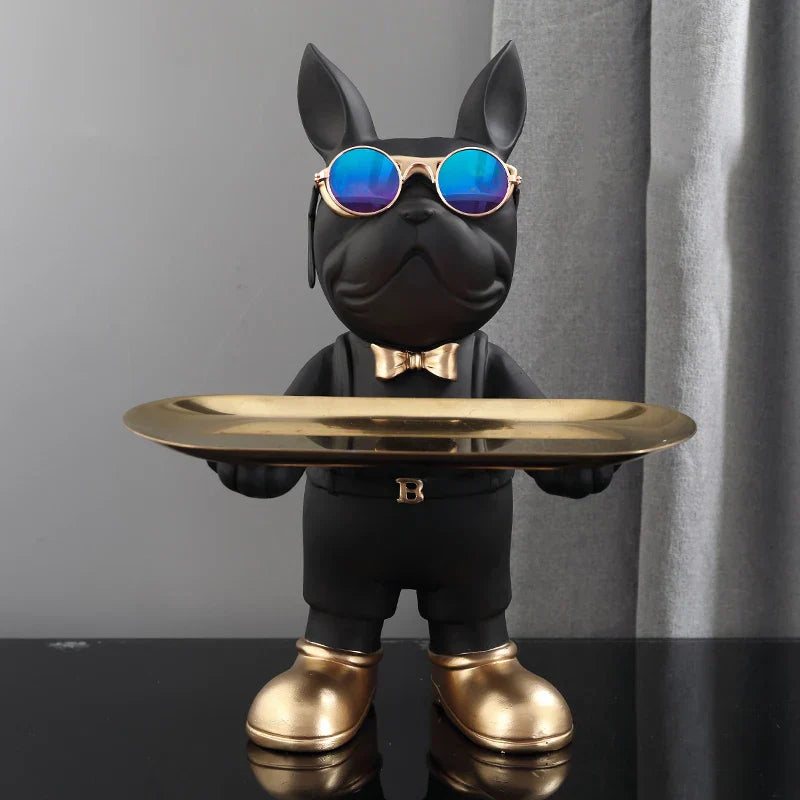 DecorBites™ French Bulldog Sculpture: Abstract Figurine & Key Holder Ornament
