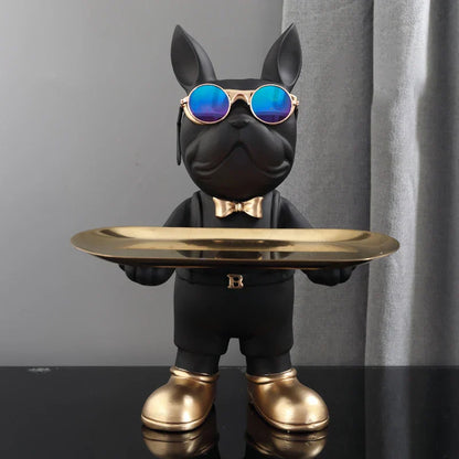 DecorBites™ French Bulldog Sculpture: Abstract Figurine & Key Holder Ornament