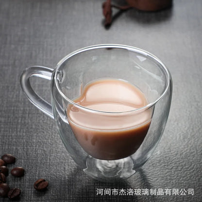 DecorBites™ Heart Glass Mug Set: Double Wall Couple Cups for Tea, Coffee, Beer - Gift Drinkware