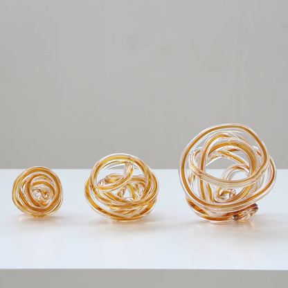 DecorBites™ Geometric Wound Glass Twine Sphere Ornament - Handmade Home Decor Accessory