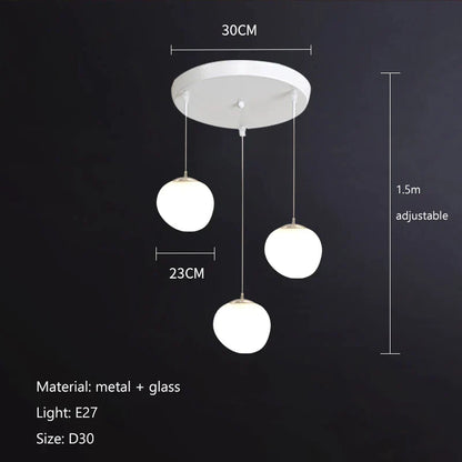 DecorBites™ Gregg Glass Suspension Light - White LED Cobblestone Pendant for Villa Staircase & Shop