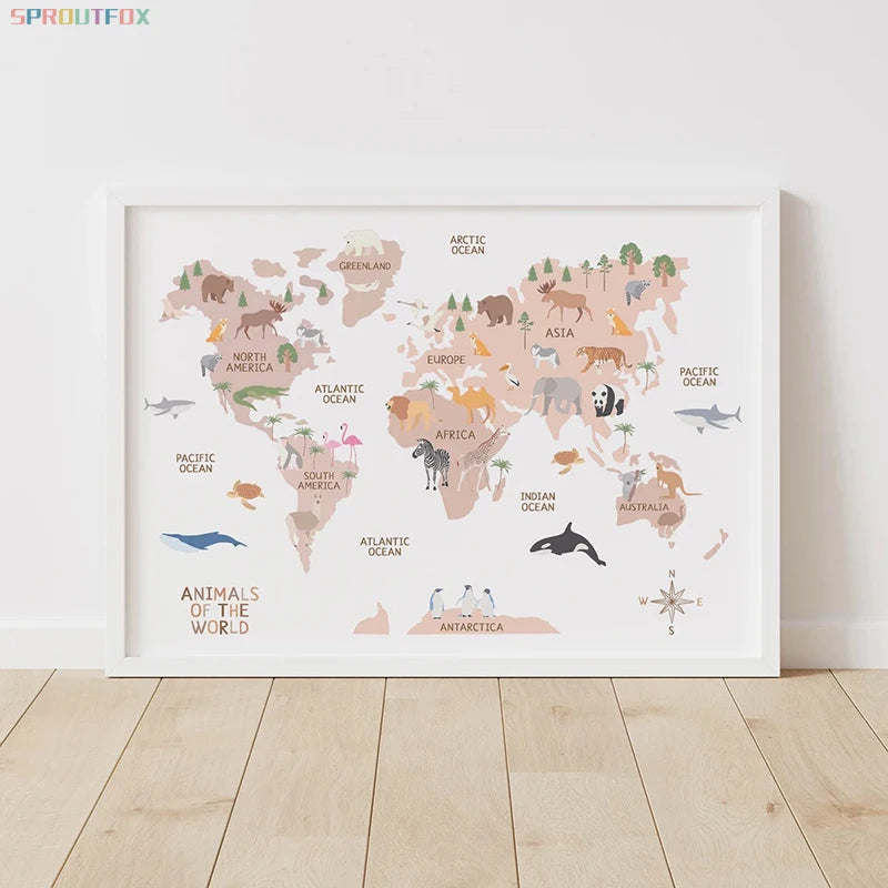 World Map Canvas Wall Art
