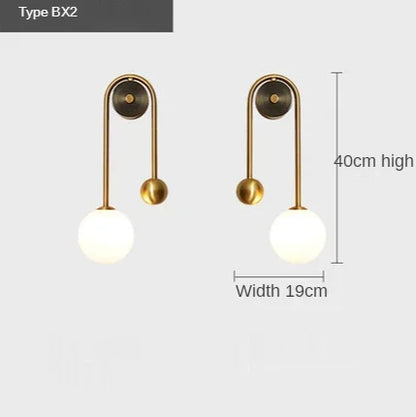DecorBites™ Glass Ball LED Wall Lamp: Modern Round Gold Iron Light for Bedroom, Living Room