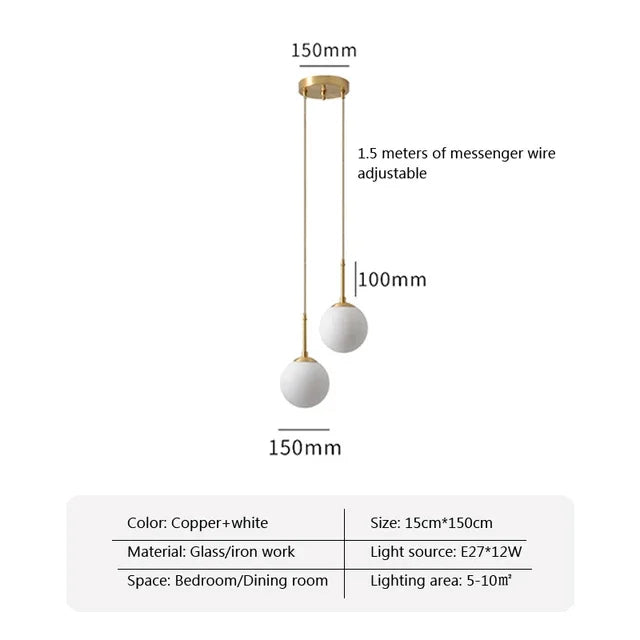 DecorBites™ Glass Ball LED Chandelier for Dining Room, Hotel, and Stairs
