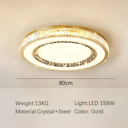 DecorBites™ Gold Crystal Ceiling Lamp Double Layer Modern Chandelier Led Glossy Bedroom Decor