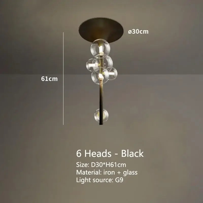 Clear Glass Bubble Chandelier 10-Head Design