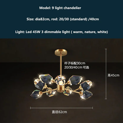 DecorBites™ Copper LED 3-Light Dimmable Crystal Chandelier