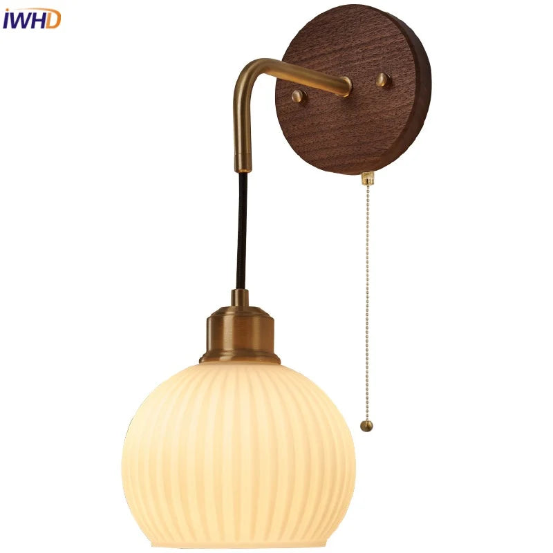 DecorBites™ Copper Adjustable LED Wall Light; Modern Pull Chain Switch Glass Stair Lights