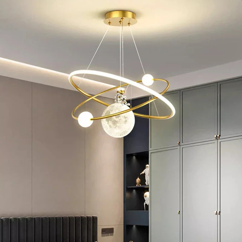 Brass Modern Pendant Light RC Dimmable Bedroom