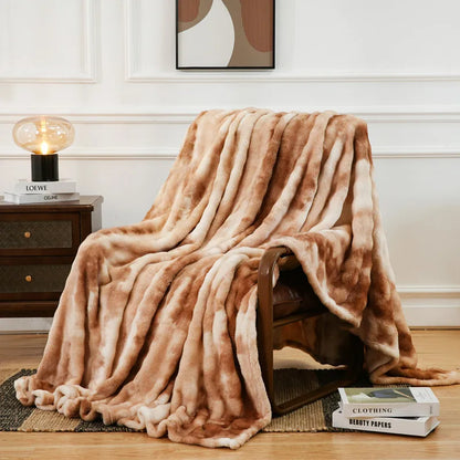 DecorBites™ Fuzzy Faux Fur Blanket - Soft & Cozy Reversible Throw for Sofa & Bed