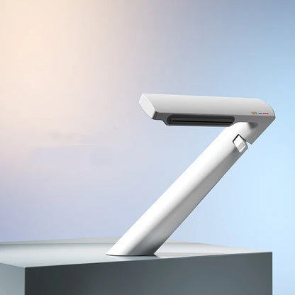 DecorBites™ Gold Waterfall Basin Faucet: Gray Mixer Tap, Single Handle Hot and Cold Lavatory