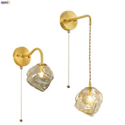 Brass Ice Glass Wall Sconce