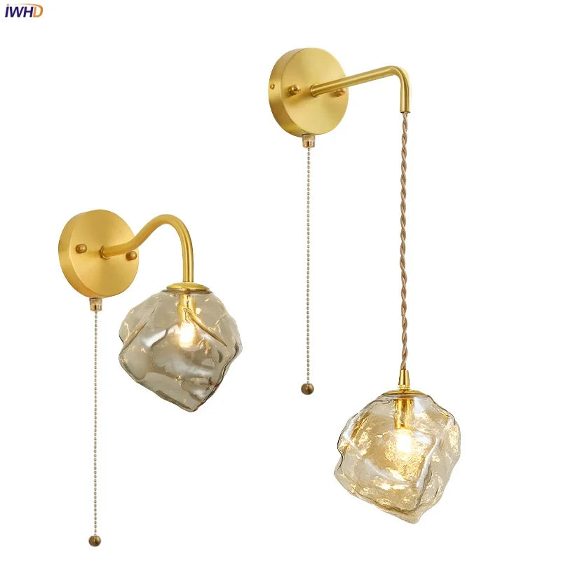 Brass Ice Glass Wall Sconce