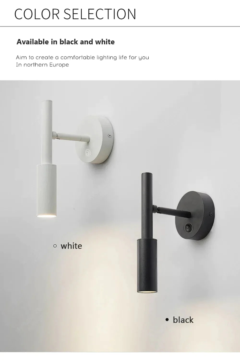 DecorBites™ LED Wall Lamp Reading Light Adjustable Rotation Bedroom Spotlight