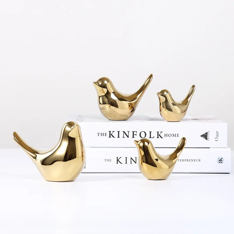 Gold Silver Bird Statues