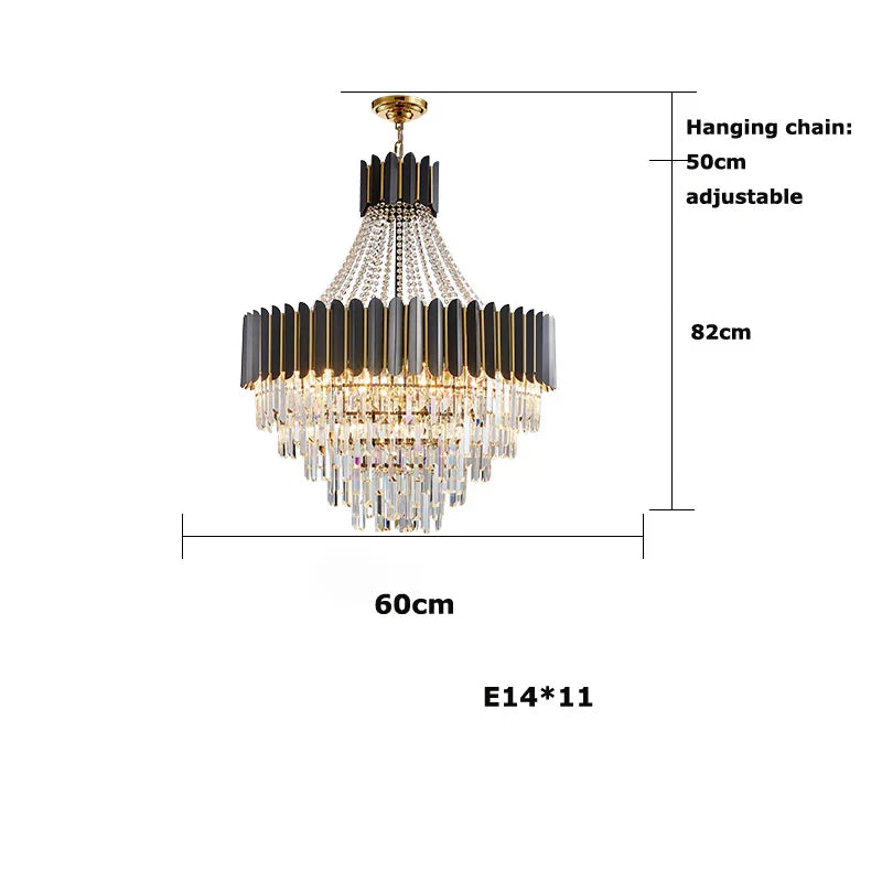 DecorBites™ Crystal LED Chandelier Black Gold Finish for Dinning Room