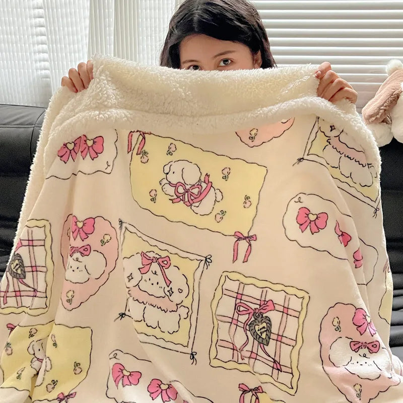 DecorBites™ Cozy Fleece Blanket | Multi-Use Office & Home Shawl | Soft & Warm Blanket