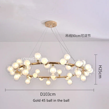 DecorBites™ Glass Ball LED Chandelier Pendant Lamp, Modern Round Design for Home Decor Lighting
