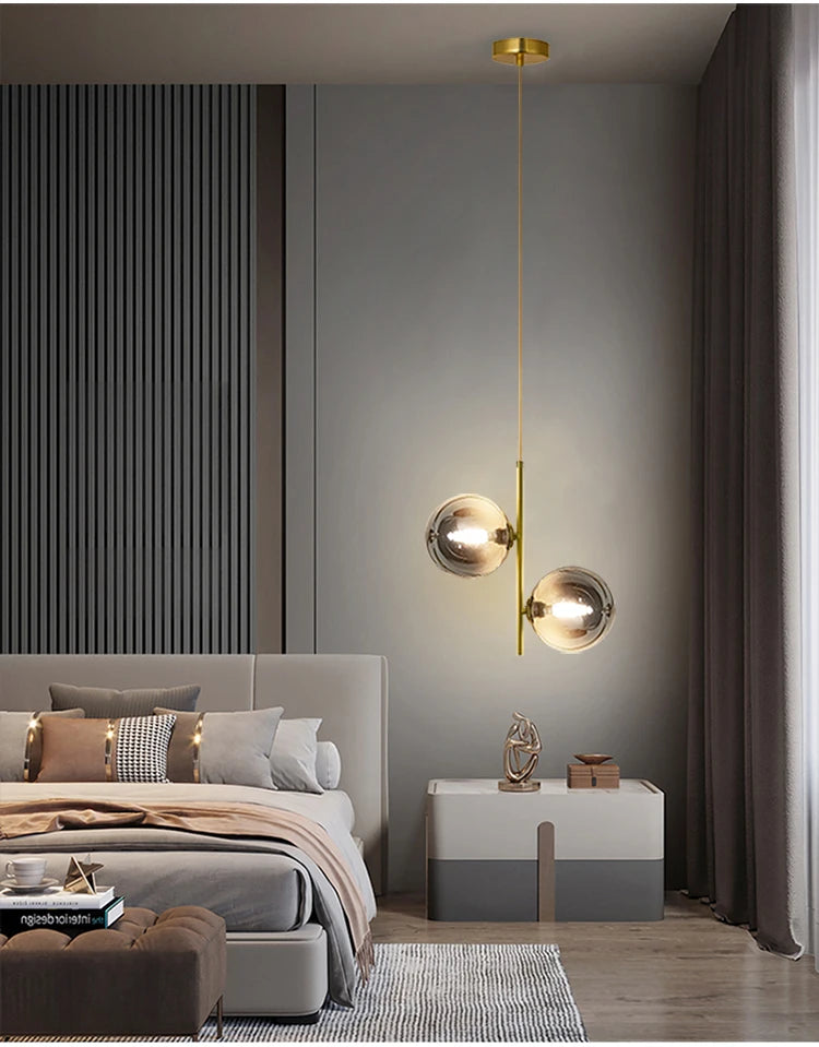 Copper Glass Pendant Light Multiple Voltages