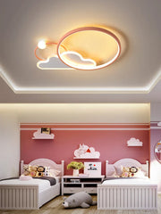 White Modern LED Chandelier Pink Nursery Design