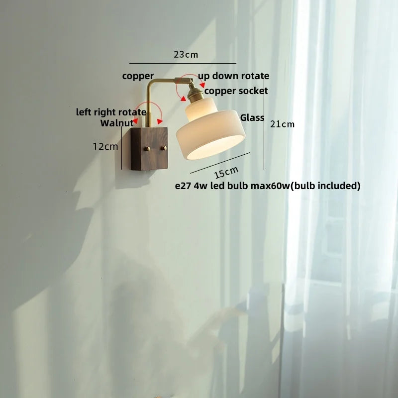 Brass Walnut Wall Sconce