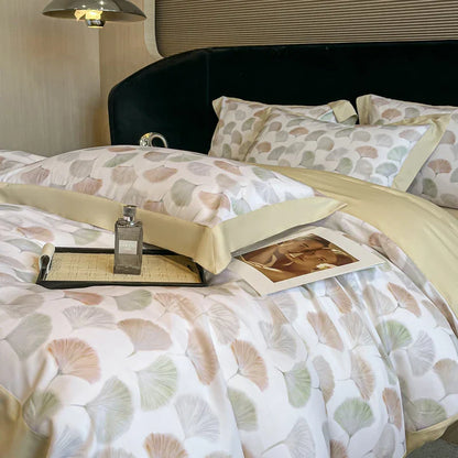 DecorBites™ Eucalyptus Fiber Flowers Bedding Set: Duvet Cover, Bed Sheet, Pillowcase - 4Pcs