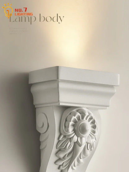 DecorBites™ Cream Resin Wall Lamp LED E27 for Classical Living Spaces