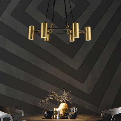 DecorBites™ Gold LED Ring Chandelier | Modern Black Wire Adjustable Lighting Fixture