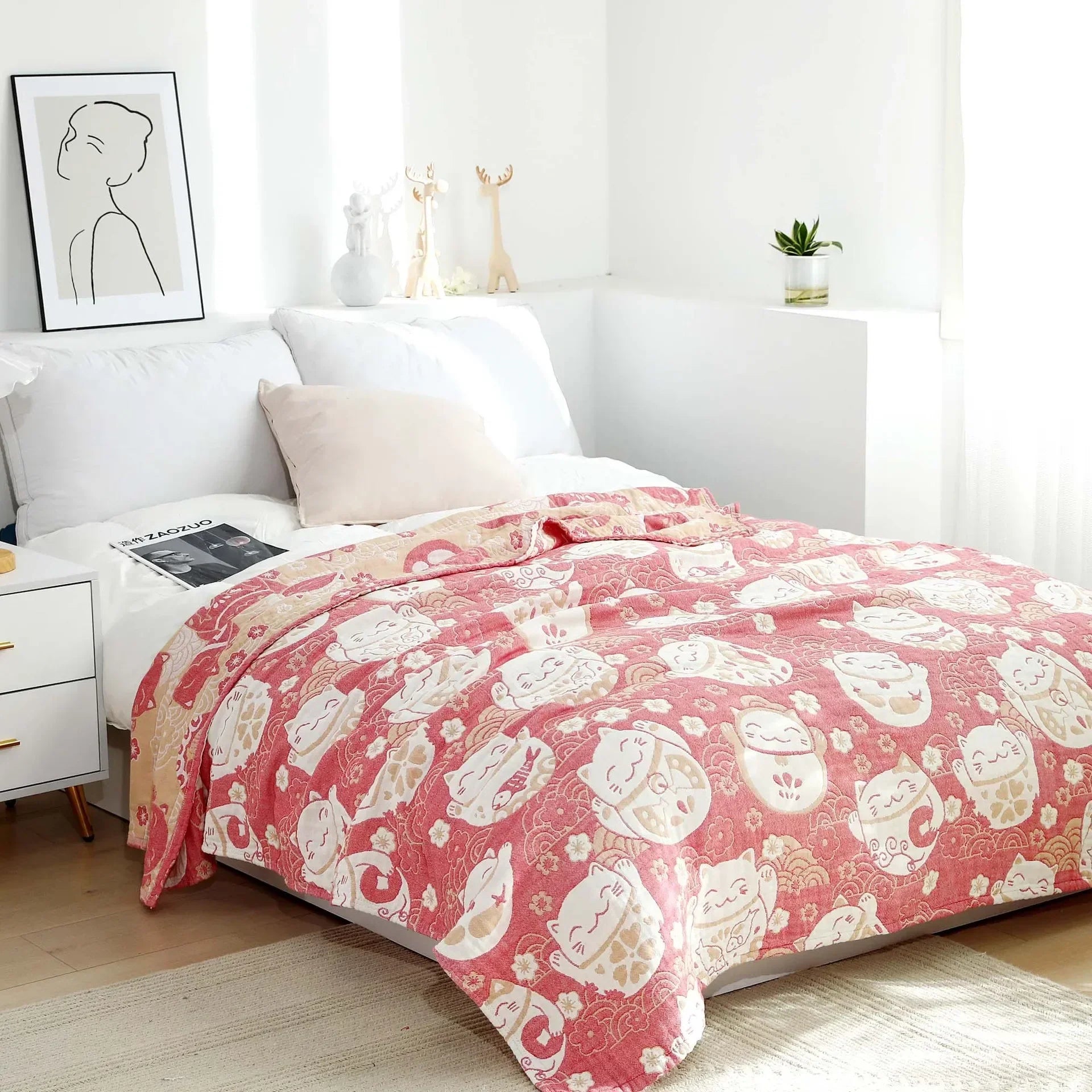 Cotton Gauze Flower Throw