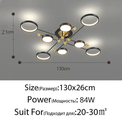 DecorBites™ Gold Frame LED Chandelier: Modern Lighting for Living Room, Bedroom - Indoor Fixture & Lustres