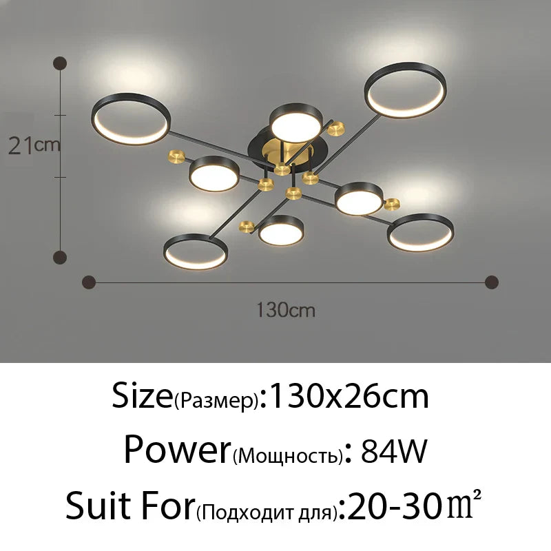 Gold Frame 6-Head Dimmable LED Chandelier