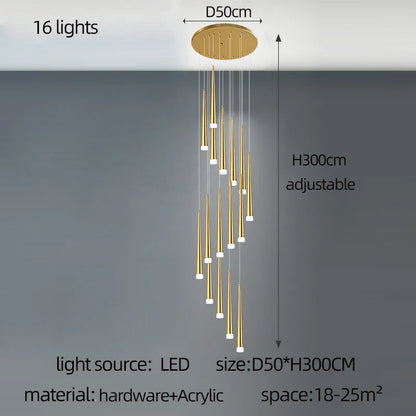 DecorBites™ Golden LED Tapered Chandelier for Modern Living Room & Kitchen Lighting