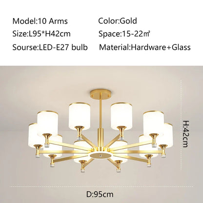 DecorBites™ Glass Chandelier: Nordic Modern LED Hanging Light for Living Room and Bedroom