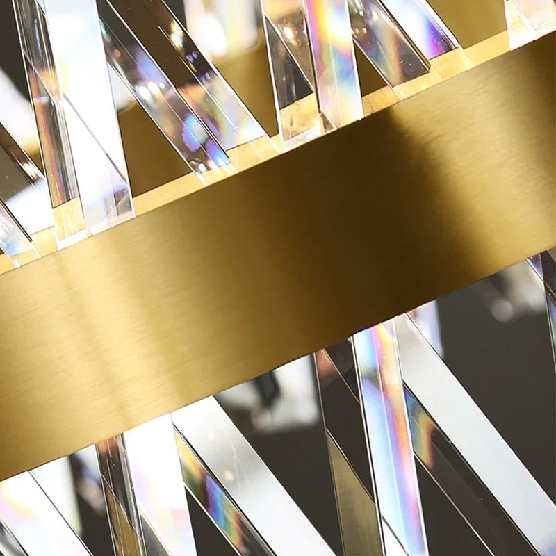 Gold LED Crystal Chandelier Chrome L100cm