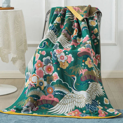 DecorBites™ Cotton Gauze Peacock Bath Towel - Soft, Skin-Friendly, Quick Dry - 90x180cm