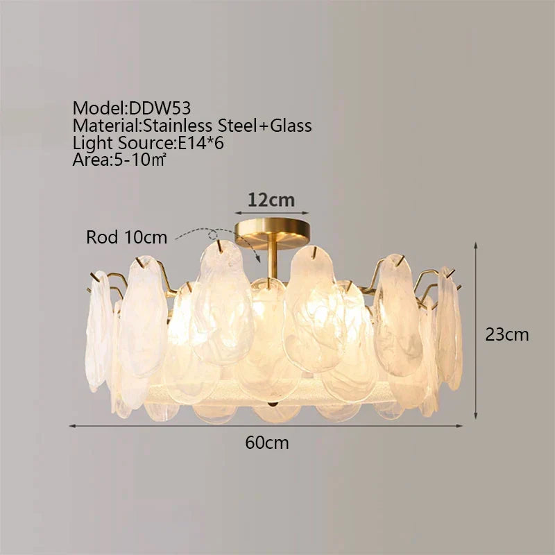 DecorBites™ Cloudy Glass Chandeliers: Modern LED Lustre Indoor Lighting for Living Room Décor