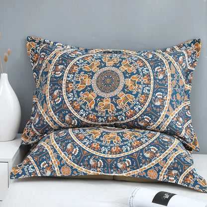 DecorBites™ Cotton Picnic Blanket/Bedspread - Double Bed 150 Flowers Blue, High Quality Pillowcases