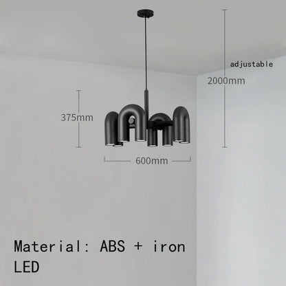 DecorBites™ Art Deco Metal Chandelier in Black, Orange, and Gray - Adjustable Cord - Dining Room, Foyer, Bedroom Lighting