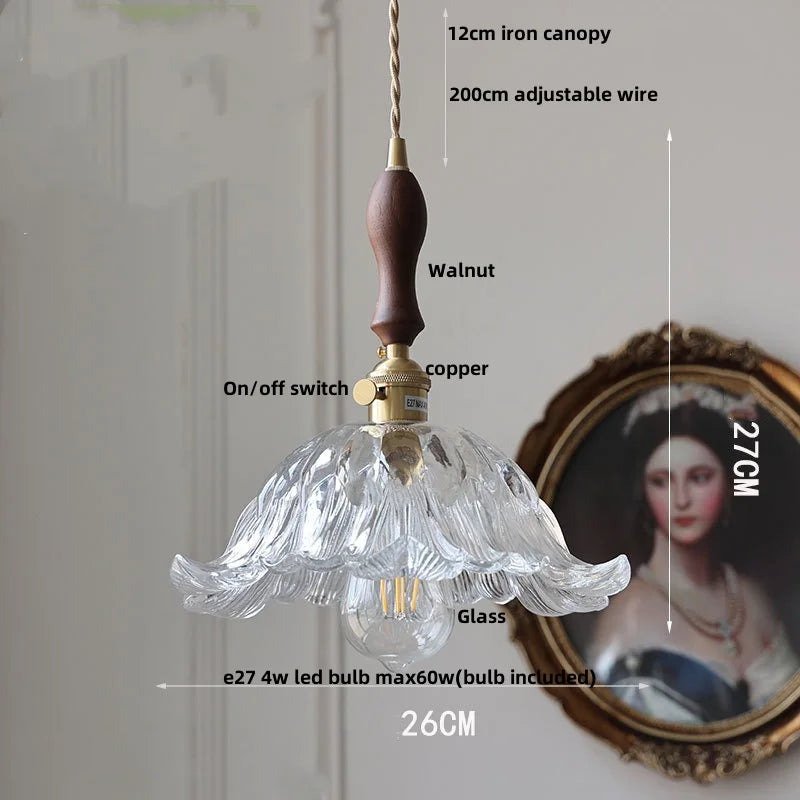 Green Glass Pendant Light Nordic Iron Frame