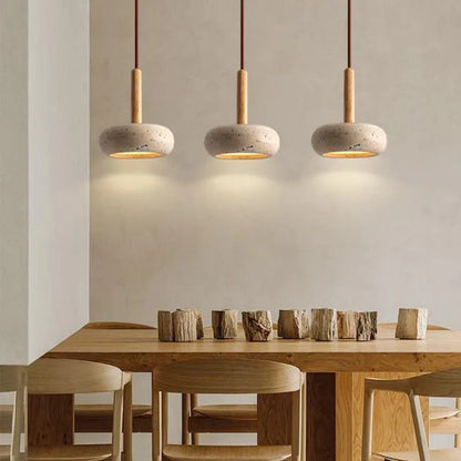 Wabi-Sabi Yellow Travertine Stone Pendant Light