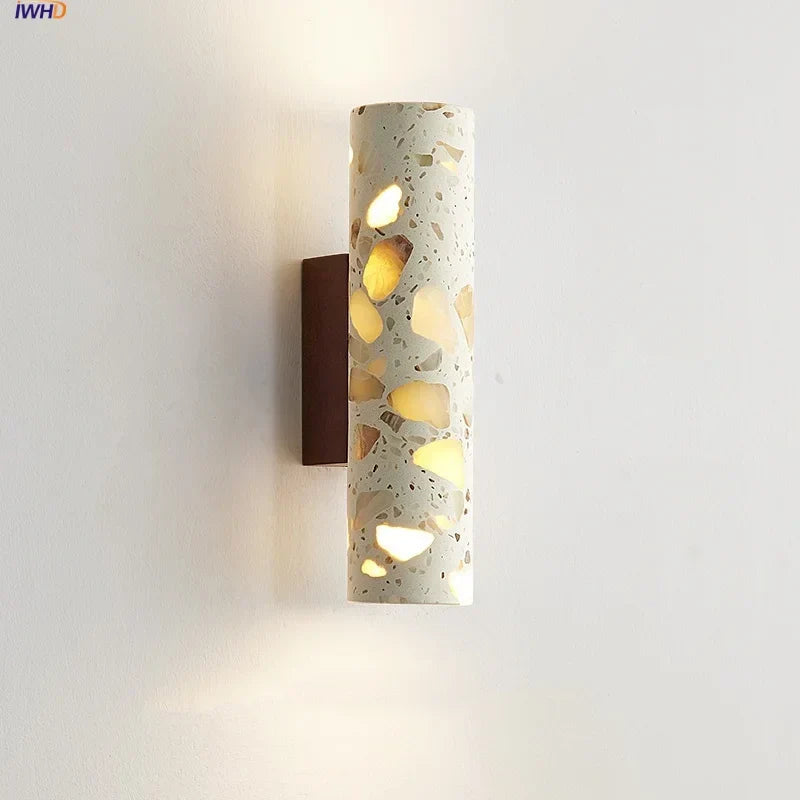 DecorBites™ LED Wall Sconce Modern Nordic Wood Canopy Terrazzo Bathroom Mirror Light
