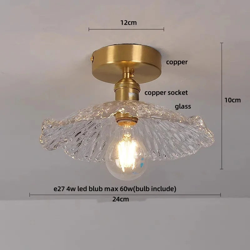DecorBites™ Clear Glass LED Ceiling Light Fixture Modern Nordic Copper Knob Switch Lamp