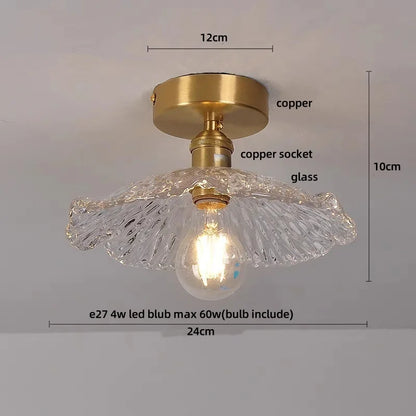 DecorBites™ Clear Glass LED Ceiling Light Fixture Modern Nordic Copper Knob Switch Lamp