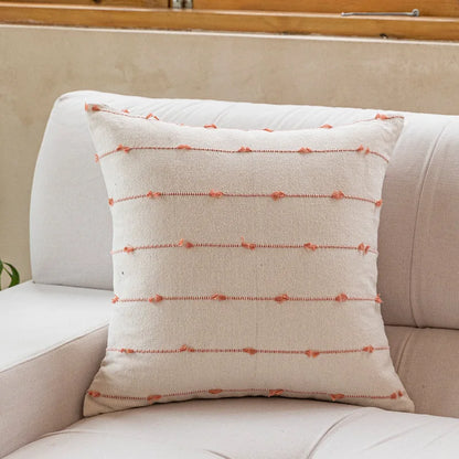 DecorBites™ Cotton Stripe Jacquard Cushion Cover Set: Blue Yellow Grey Pink Beige Black