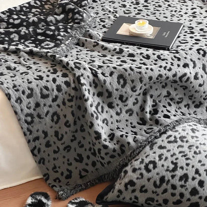 DecorBites™ Leopard Print Luxury Mink Fur Blanket for Bed and Sofa