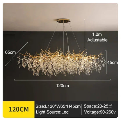 DecorBites™ Golden Branch Ceiling Chandelier with LED Crystal Lights