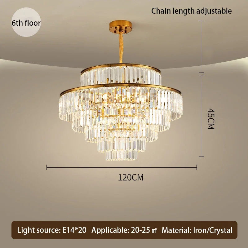 Golden Crystal Pendant Chandelier