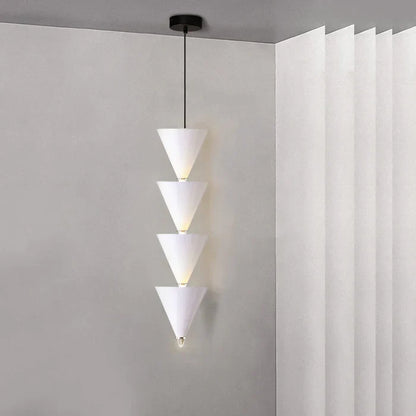 DecorBites™ Cream Bedroom Chandelier: Minimalist Designer Conical Long Line Branched Light Fixture