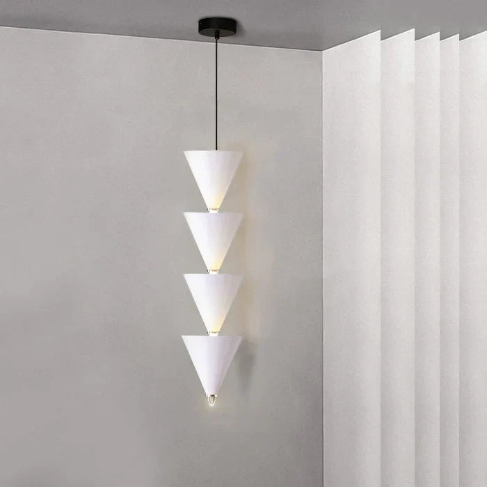 DecorBites™ Cream Bedroom Chandelier: Minimalist Cone Design, Long Line Branches
