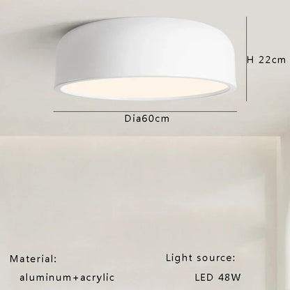 DecorBites™ Italian Minimalist Round LED Ceiling Lamp Black White Bedroom Light